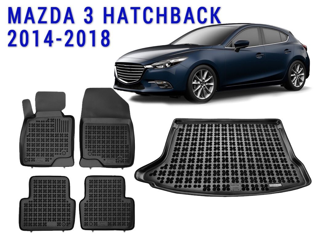 All weather floor mats trunk liner set for Mazda 3 hatchback 2014-2018 custom fit
