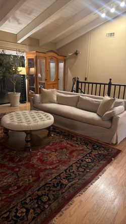 RH 9 ft Belgian Track Arm Sofa in Belgian linen