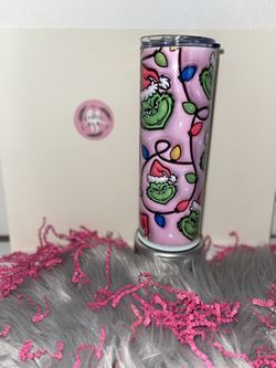 Pink Grinch Custom Tumbler Christmas 