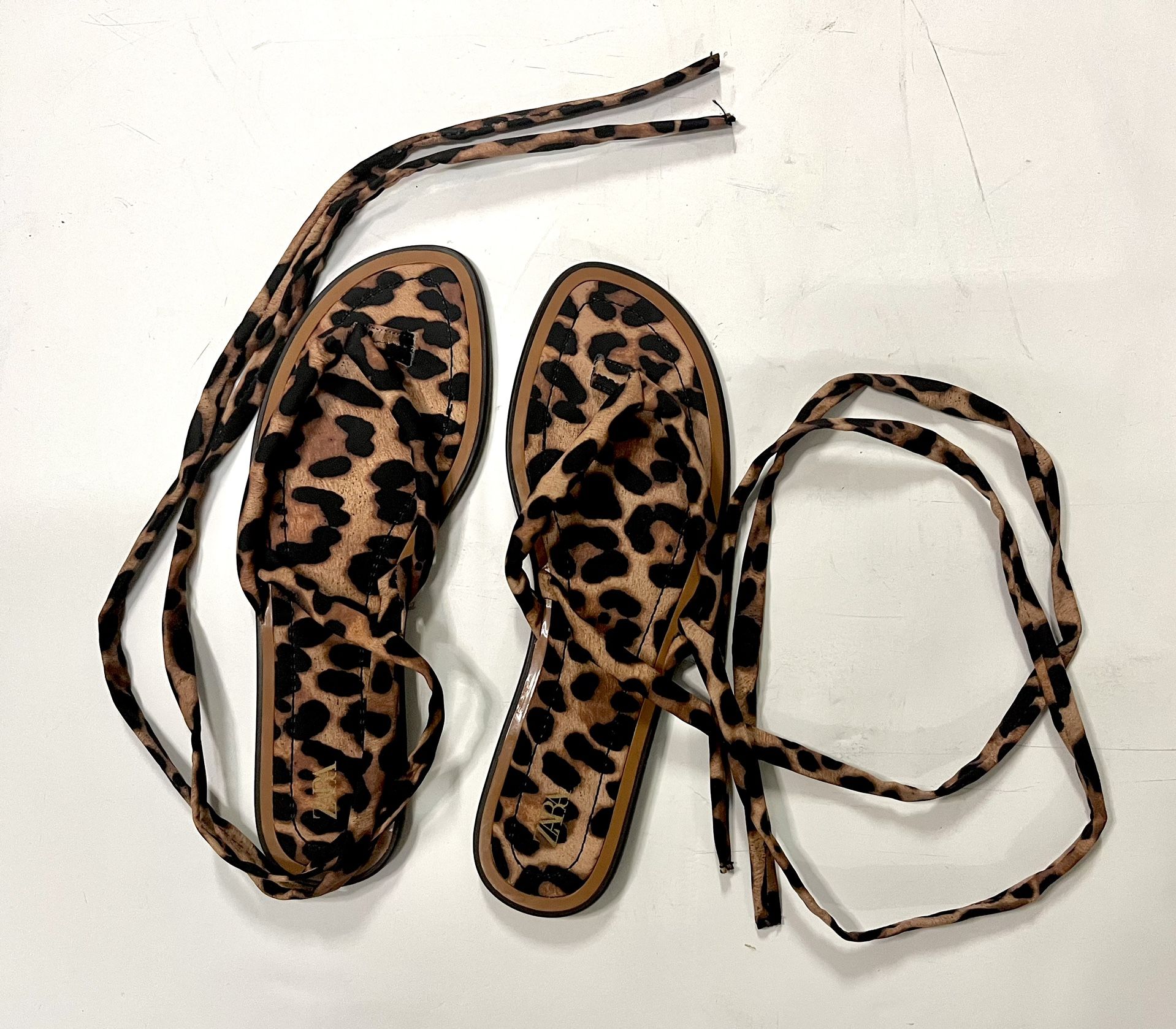Zara Leopard Print Sandals Size: Eur: 37, US 8.