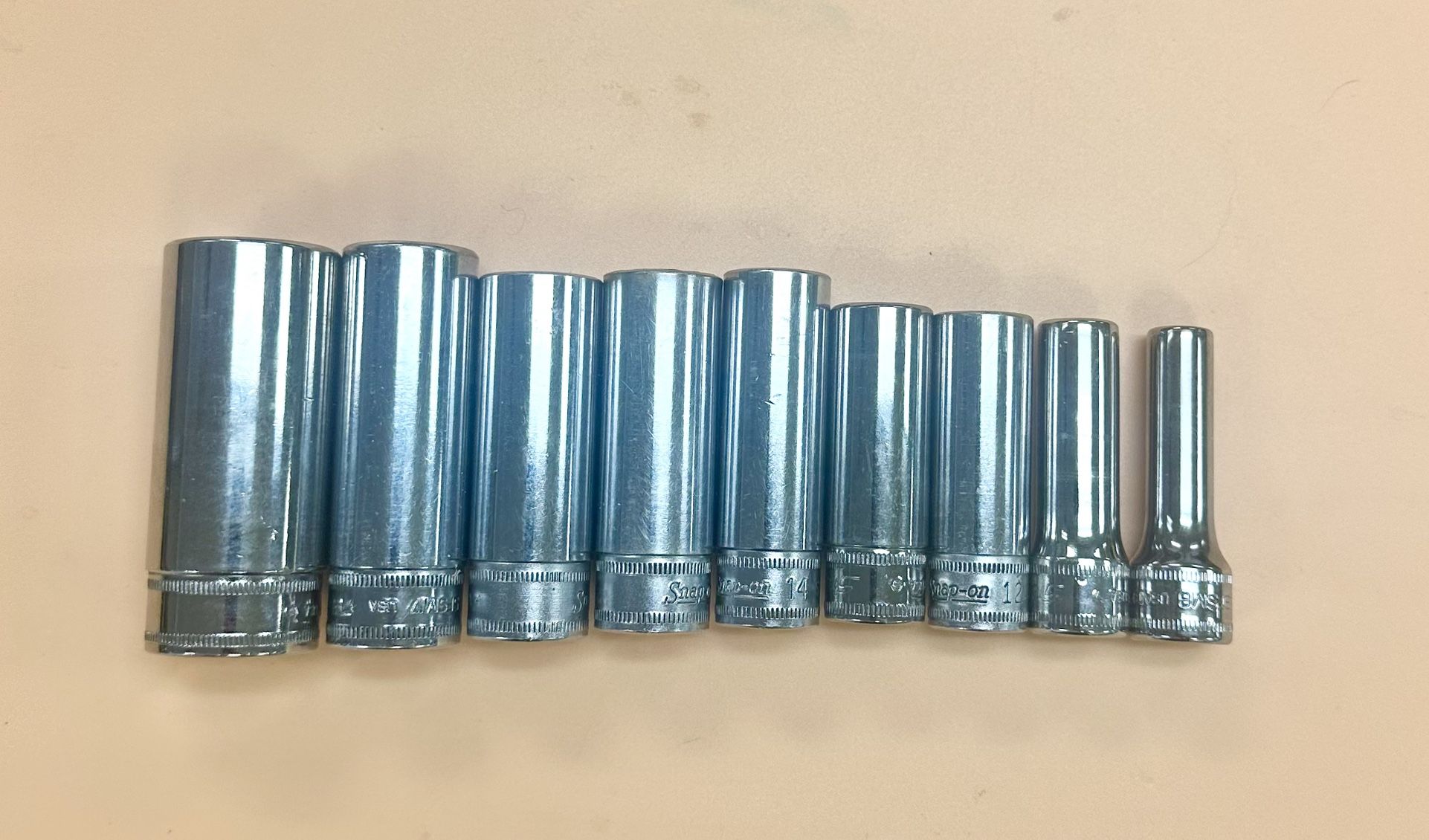 Snap On 3/8 six point deep metric sockets