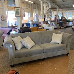 Tufted Fabric Rolled Arm Sofa