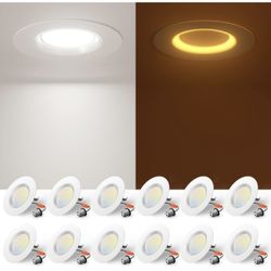 12 Pack 4 inch 5CCT LED Recessed Lighting With Night Light 