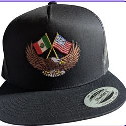 Mexico And USA Flag Snapback Hat 