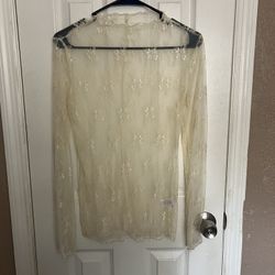 Laced Cream Long Sleeve Shirt 