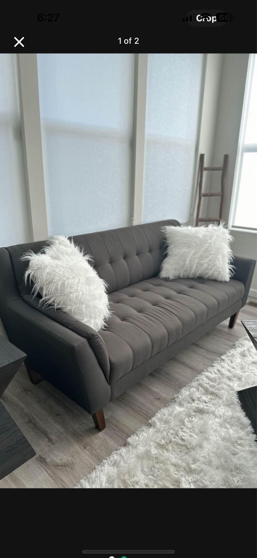 Charcoal Color Sofa Including Pillows