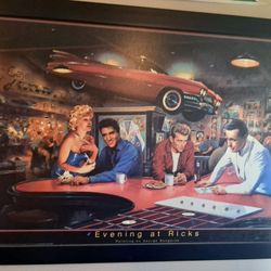 Elvis, Marilyn Monroe, James Dean,Humphrey Bogart "Evening At Ricks" 39x27