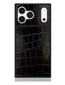 FLAUNT iPhone 18 Pro Case Black Crocodile MagSafe Wireless Charging Shockproof