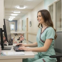 🌿 Sage Green Scrub Set with Embroidery (Size XS) 🌸