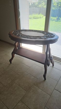 Vintage Hand-Carved Wood Table