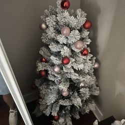 Christmas Tree With Ornaments And Snowman