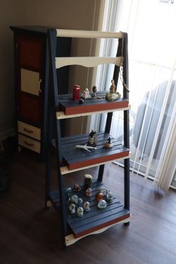 Sedona Shabby Chic Leaning Ladder Shelf For Trinkets And Decor Plant Stand 3 Folding Shelves