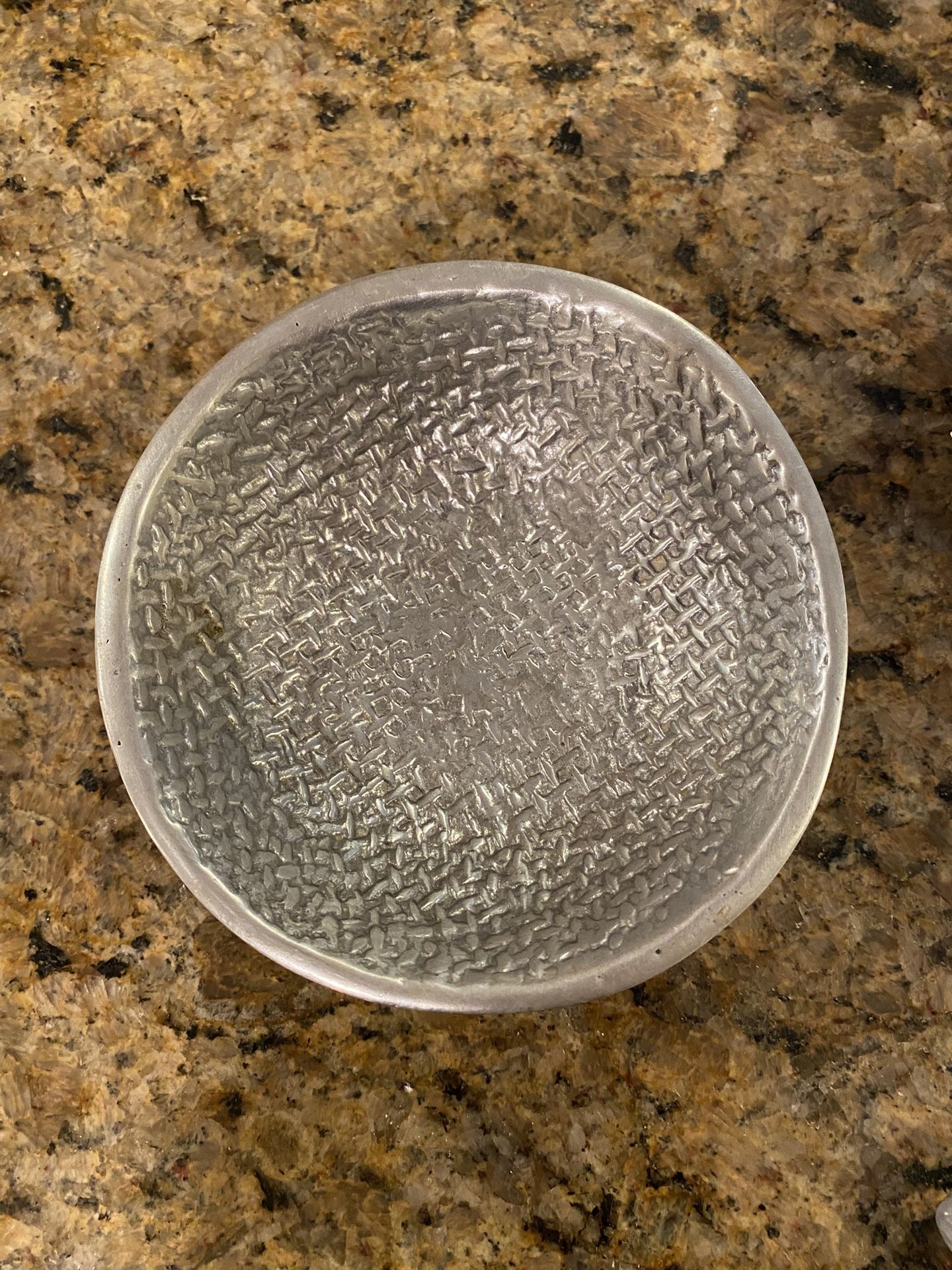 Vintage OLD TOWN IMPORTS Footed Pewter Bowl 5” Embossed Decorative Metal