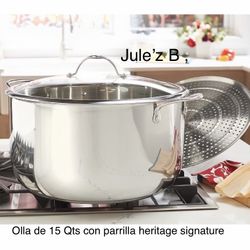 Princess House.  Olla De 15 Qts Con Parrilla Nueva En Su Caja 