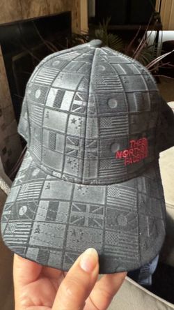 The North Face Expedition 90 FlexFit Hat L/XL Black Flag Print Summer 2008 Rare