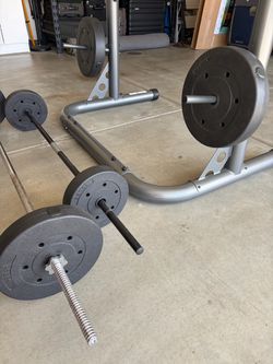 Weight Plate Set with Bars and Squat Rack