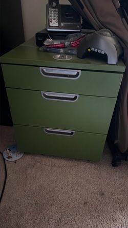 Green 3-Drawer with Silver Handles