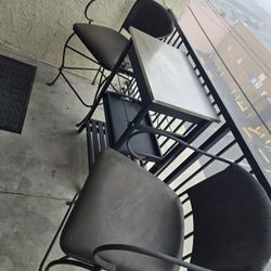 Patio Metal Bar Stools With Free Bar Cart