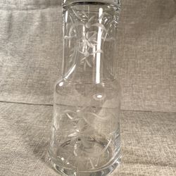 Vintage Lead-Crystal Floral Cut-Crystal Decanter Carafe With Tumbler 