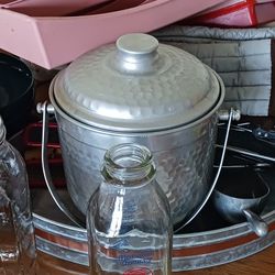 Vintage Aluminum Ice Bucket And Scoop