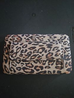 Leopard print hard shell wallet/ clutch