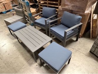 New 5 pcs Aluminum Frame Outdoor Patio Arm Chair Table Conversation Set