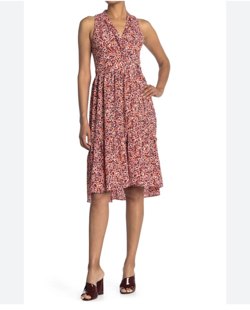 Brand New Woman’s London Times brand Orange Sleeveless Wrap Midi Dress Up For Sale