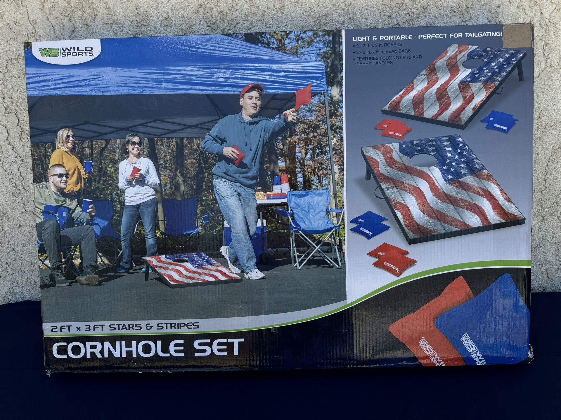 Wild Sports Wavy American Flag Cornhole Tailgate Toss Game