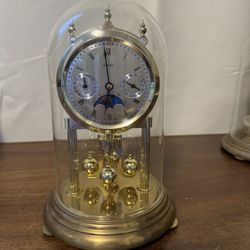 1972 Vintage Kundo Anniversary Clock Moon Phase West Germany Dome Torsion Mantel