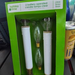 2 Battery Operated Candle Lamps, 2 Extra Bulbs Included 