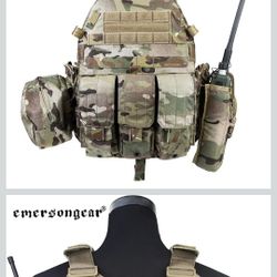 Recreation game Tac Vest with Radio Pouch,Triple Mag Pouch and Dump Pouch