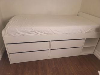 Ikea Slakt twin bed frame and storage, like new