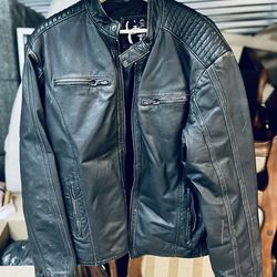 Guess 100% Genuine Black Distressed Leather Jacket