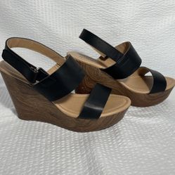 diba "dolly" wedge black sandals 8M