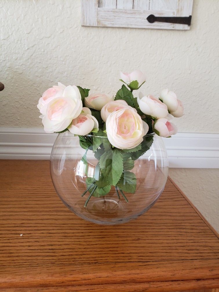 Glass Vase And Flowers