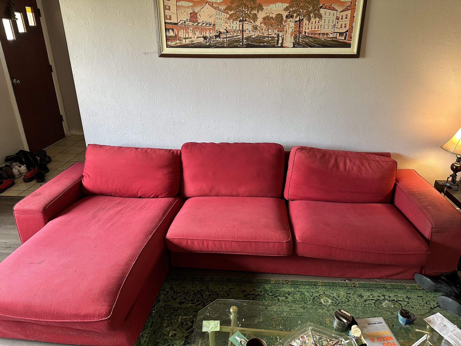 Red L Shaped Couch *YOU HAUL*