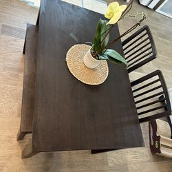 IKEA Ekedalen Dark Brown Dining Table + Bench 2 Chairs