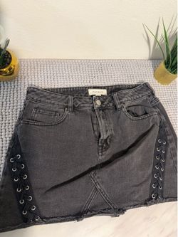 Black denim skirt