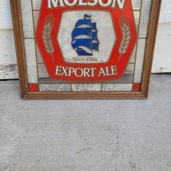 Beer sign Molson. Stained glass. 16"