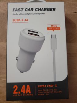 Fast car charger micro 3ft  ultra fast