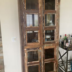 Reclaimed Wood Cabinets and Mirror. Rustic Beach Style