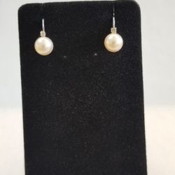 Earrings 14kt White gold Pearl And Diamond 