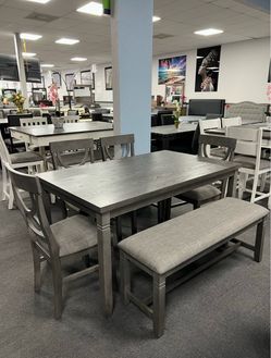 6PC Gray Dining Table Set