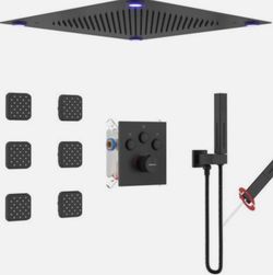 VANFOXLE Shower System 16" LED Rainfall Head/Body Jets/Handheld