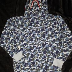 BAPE Shark ABC Camo Full Zip Hoodie, Blue, Sizes L, XL, & XXL