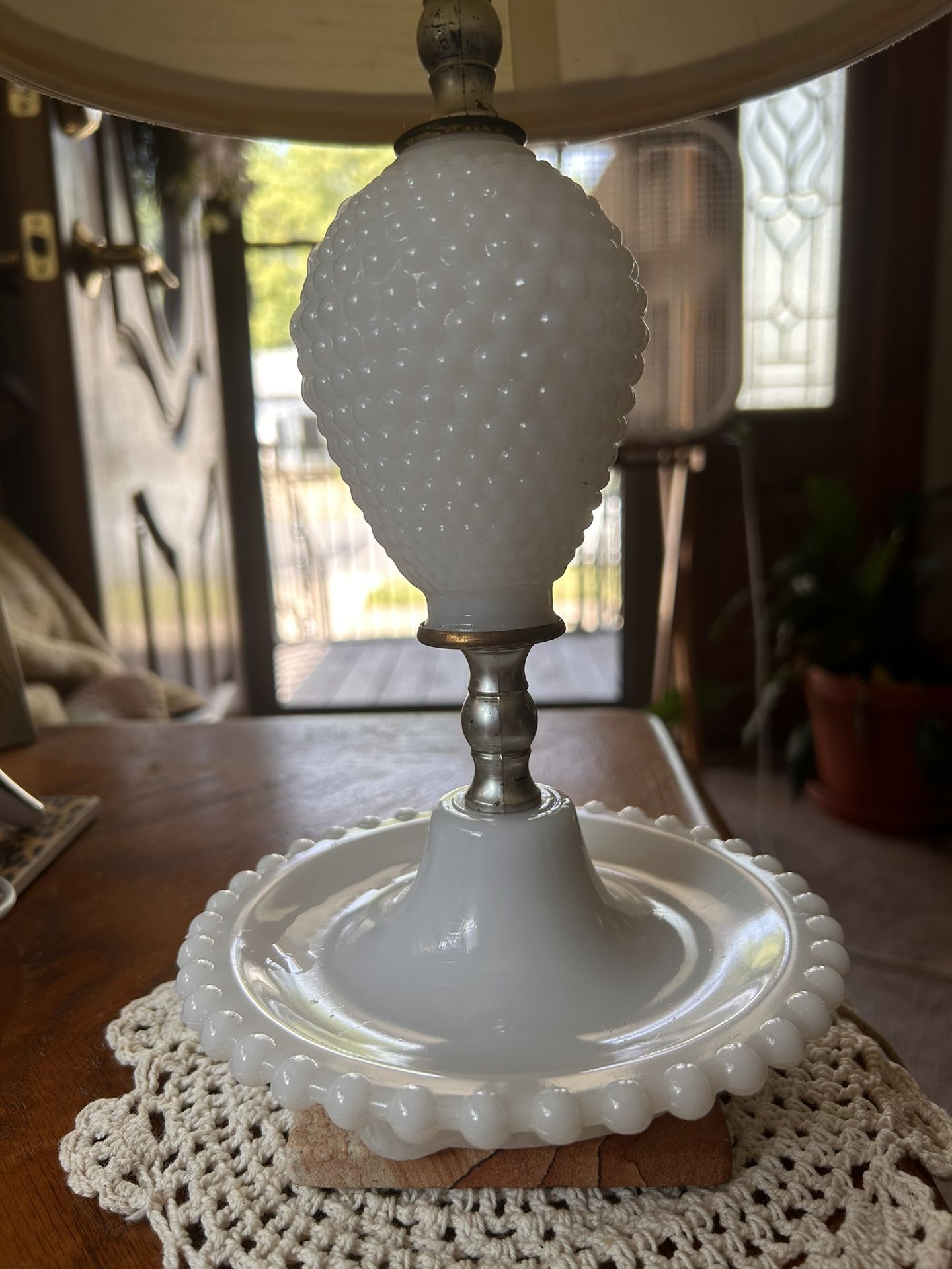 Vintage Hobnail Lamp. Needs New For Works No Wear Just Old.