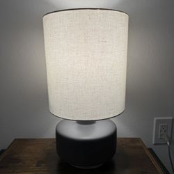 Ceramic Table Lamp with Wood Base/ Grey