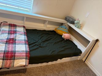 Ashley furniture twin floor bed with book shelves