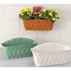 17 in. Green Plastic Garden Planter Rectangular Planter Self-Watering Wall-Mounted