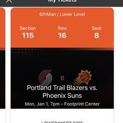 Suns Vs Trailblazers - 2 Tickets - Price Is Per Ticket - Lower level - Includes Parking!
